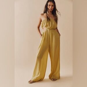Free People Cut Out Jumpsuit - Sungold Yellow - Size S